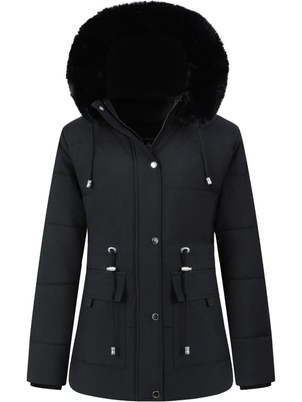 Cozy Women's Winter Puffer Coat, Thick Fleece Lined Down Jacket, Warm Outerwear